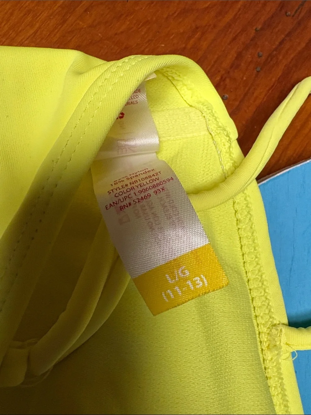 No Boundaries Yellow Bandeau Bikini Top with Blue Tie-Side Bottoms